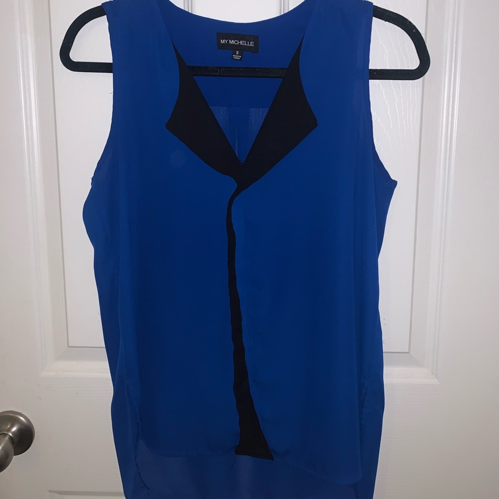 Blue Sleeveless Blouse